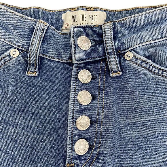 NWT Free People Dylan High Rise Button Front Cropped Blue Jeans Women’s Size 24 - Picture 6 of 13